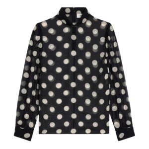 CELINE BLOUSE WITH OVERTURNED COLLAR IN SILK GEORGETTE