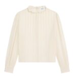 CELINE CROPPED BLOUSE IN MUSLIN COTTON AND WOOL