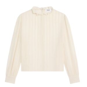 CELINE CROPPED BLOUSE IN MUSLIN COTTON AND WOOL
