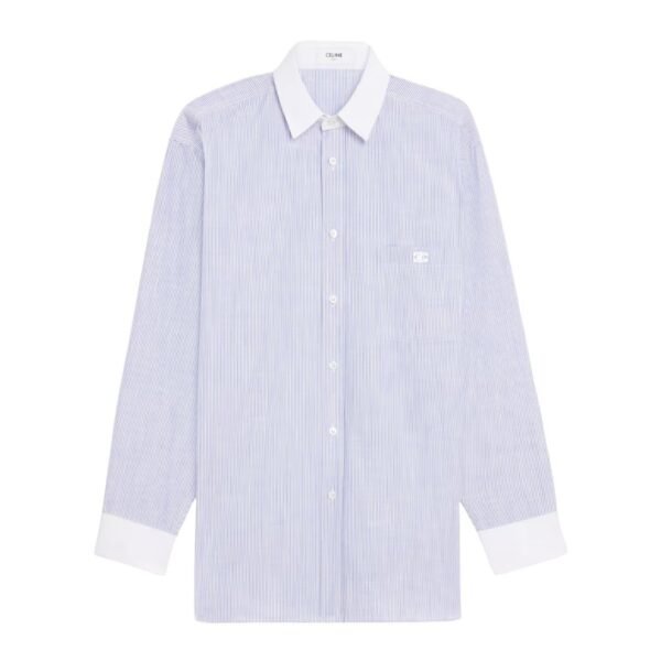 CELINE OVERSIZED SHIRT IN STRIPED CHAMBRAY COTTON