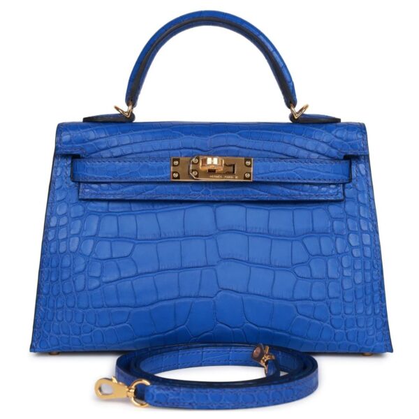 HERMÈS KELLY SELLIER 20 BLEU ROYAL MATTE ALLIGATOR GOLD HARDWARE