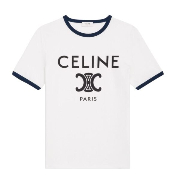 CELINE PARIS T SHIRT IN COTTON JERSEY OFF WHITE