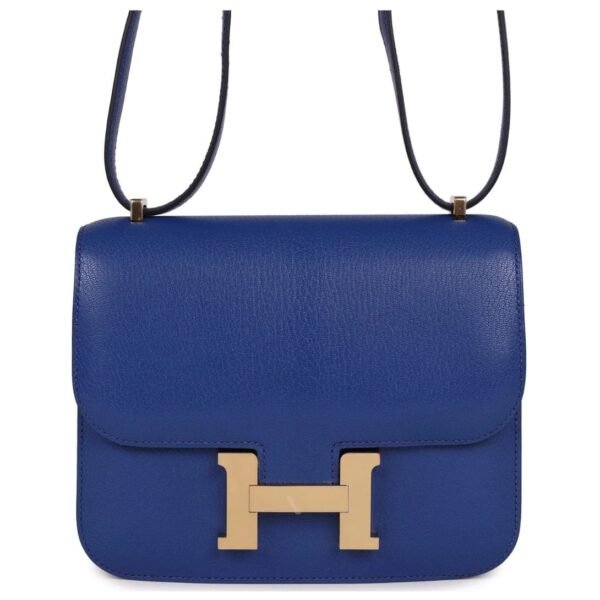 HERMÈS CONSTANCE 18 BLEU ROYAL CHEVRE GOLD HARDWARE
