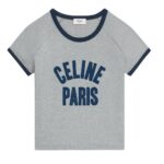 CELINE PARIS T SHIRT IN COTTON JERSEY GREY MELANGE