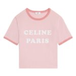 CELINE PARIS 70S T SHIRT IN COTTON JERSEY LIGHT ROSE