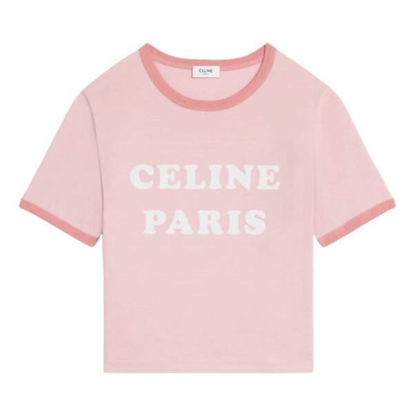 CELINE PARIS 70S T SHIRT IN COTTON JERSEY LIGHT ROSE