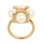 CELINE LES PERLES RING IN STRASS RESIN PEARLS AND BRASS WITH GOLD FINISH