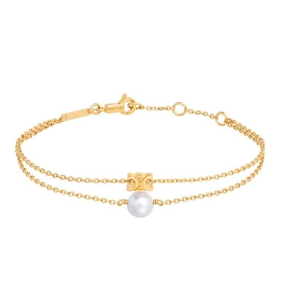 LES PERLES CELINE BRACELET IN RESIN PEARL AND BRASS WITH GOLD FINISH