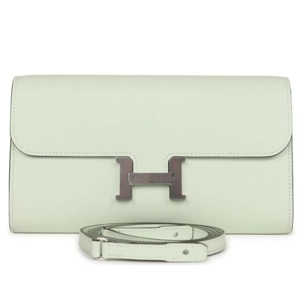 HERMÈS CONSTANCE WALLET TO GO VERT FIZZ EPSOM PALLADIUM HARDWARE