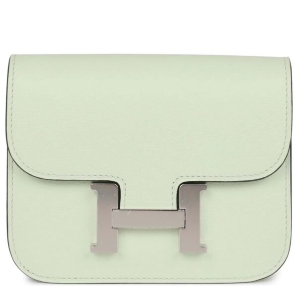 HERMÈS CONSTANCE SLIM WALLET VERT FIZZ EVERCOLOR PALLADIUM HARDWARE