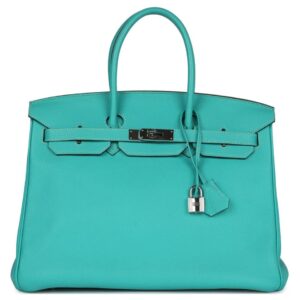 PRE-OWNED HERMÈS BIRKIN 35 LAGON TOGO PALLADIUM HARDWARE