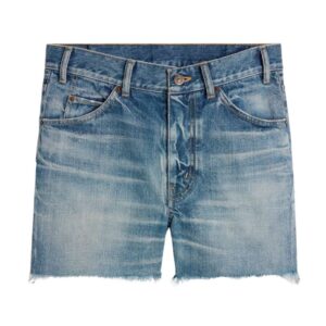 CELINE SKATE SHORTS IN ELECTRIC SKY WASH DENIM ELECTRIC SKY