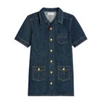 CELINE WORKWEAR MINI DRESS IN RINSED WASH DENIM