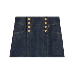CELINE TRAPEZE MINI SKIRT IN RINSED WASH DENIM