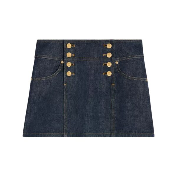 CELINE TRAPEZE MINI SKIRT IN RINSED WASH DENIM