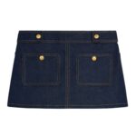 CELINE TRAPEZE MINI SKIRT IN RAW WASH DENIM
