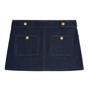 CELINE TRAPEZE MINI SKIRT IN RAW WASH DENIM
