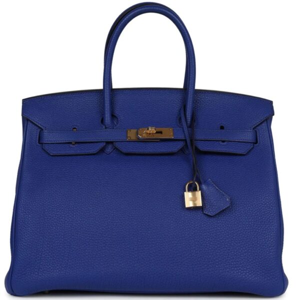 PRE-OWNED HERMÈS BIRKIN 35 BLEU ELECTRIC TOGO GOLD HARDWARE