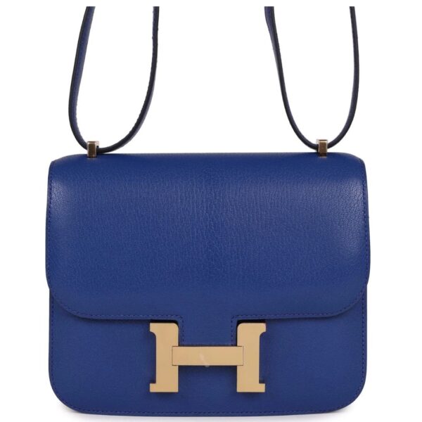 HERMÈS CONSTANCE 18 BLEU ROYAL CHEVRE GOLD HARDWARE