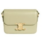 CELINE TEEN TRIOMPHE BAG IN SHINY CALFSKIN ALMOND GREEN