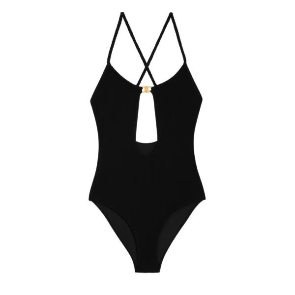 CELINE TRIOMPHE SWIMSUIT IN MATTE JERSEY BLACK