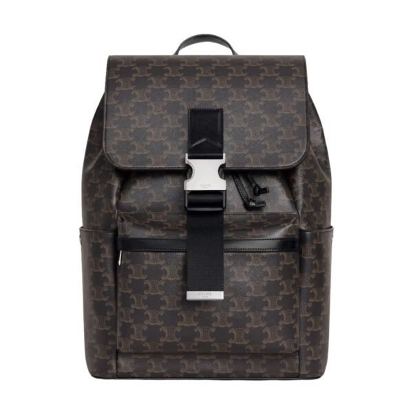 CELINE BACKPACK IN TRIOMPHE CANVAS AND CALFSKIN
