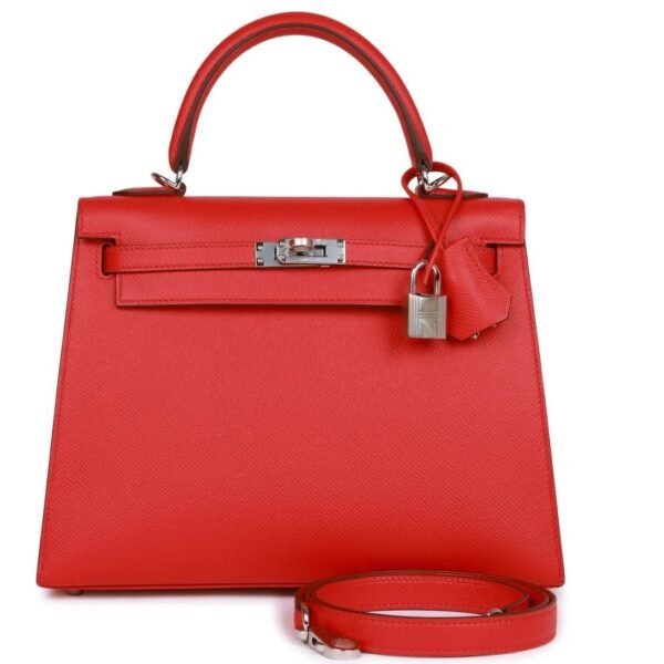 HERMÈS KELLY SELLIER 25 ROUGE DE COEUR VERSO EPSOM PALLADIUM HARDWARE
