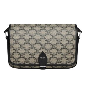 CELINE SMALL FOLCO MESSENGER IN TRIOMPHE CANVAS AND CALFSKIN BEIGE