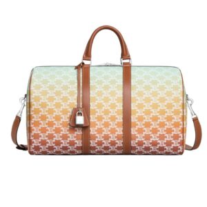 CELINE MEDIUM TRAVEL BAG IN TRIOMPHE CANVAS SUNSET AND CALFSKIN