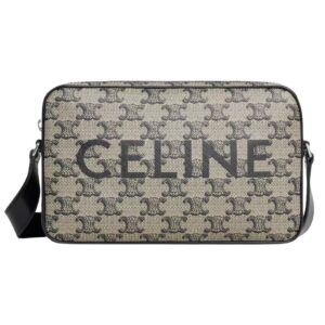CELINE MEDIUM MESSENGER BAG IN TRIOMPHE CANVAS WITH CELINE PRINT BEIGE