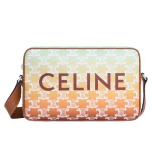 CELINE MEDIUM MESSENGER BAG IN TRIOMPHE CANVAS SUNSET AND CALFSKIN