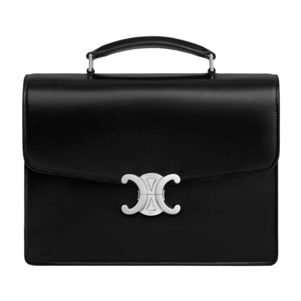 CELINE SMALL CARTABLE TRIOMPHE IN SHINY CALFSKIN BLACK
