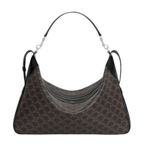 CELINE LARGE STRAP ROMY IN TRIOMPHE CANVAS AND CALFSKIN BLACK