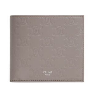 CELINE BI FOLD WALLET WITH COIN COMPARTMENT IN CALFSKIN WITH TRIOMPHE EMBOSSED PEBBLE