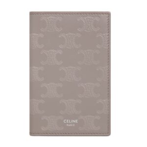 CELINE VERTICAL CARD HOLDER IN CALFSKIN WITH TRIOMPHE EMBOSSED BLACK