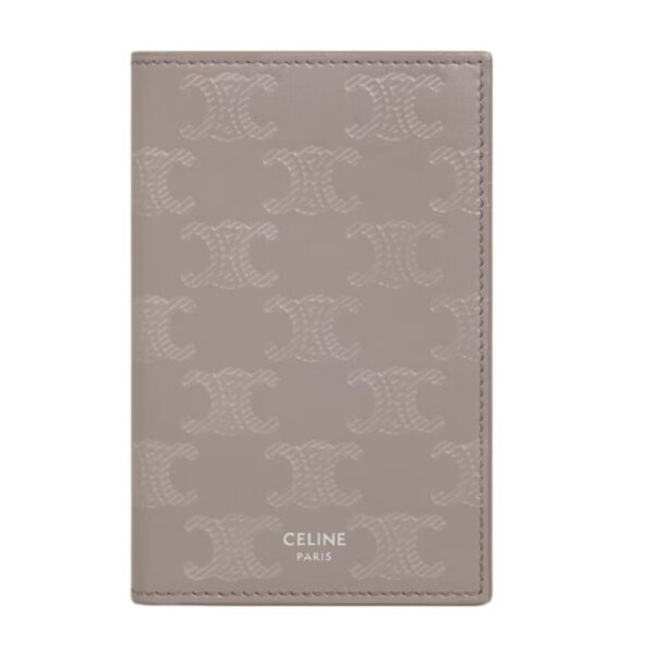 CELINE VERTICAL CARD HOLDER IN CALFSKIN WITH TRIOMPHE EMBOSSED BLACK - Image 2