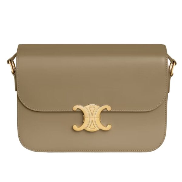 CELINE CLASSIQUE TRIOMPHE BAG IN SHINY CALFSKIN BROWN SEPIA