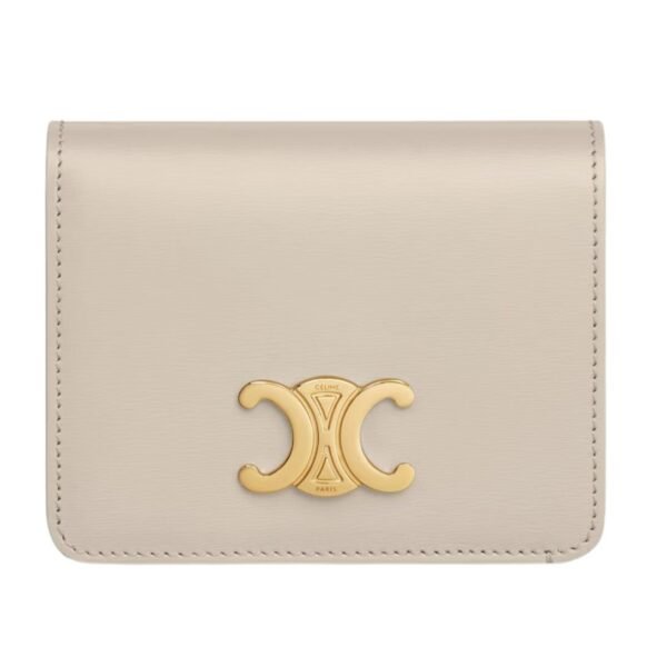 CELINE TRIOMPHE COMPACT WALLET IN SHINY CALFSKIN BLACK - Image 2