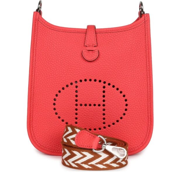 HERMÈS EVELYNE TPM ROSE TEXAS CLEMENCE PALLADIUM HARDWARE