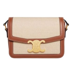 CELINE TEEN TRIOMPHE BAG IN TEXTILE AND CALFSKIN