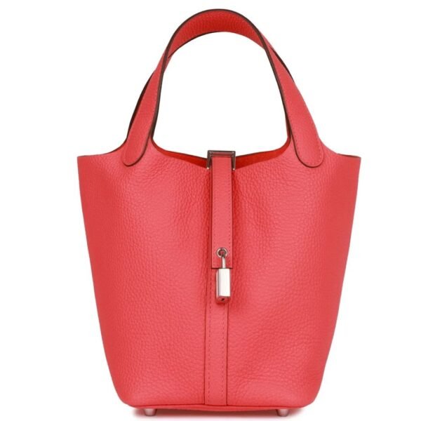 HERMÈS PICOTIN LOCK 18 ROSE TEXAS CLEMENCE PALLADIUM HARDWARE