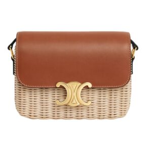 CELINE TEEN TRIOMPHE BAG IN WICKER AND NATURAL CALFSKIN