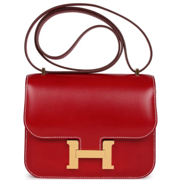 HERMÈS KELLY SELLIER 28 ROUGE PIMENT BOX PALLADIUM HARDWARE
