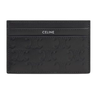 CELINE MEDIUM CARD HOLDER IN CALFSKIN WITH TRIOMPHE EMBOSSED BLACK