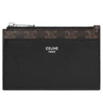 CELINE ZIPPED CARD HOLDER IN TRIOMPHE CANVAS AND LAMBSKIN BLACK
