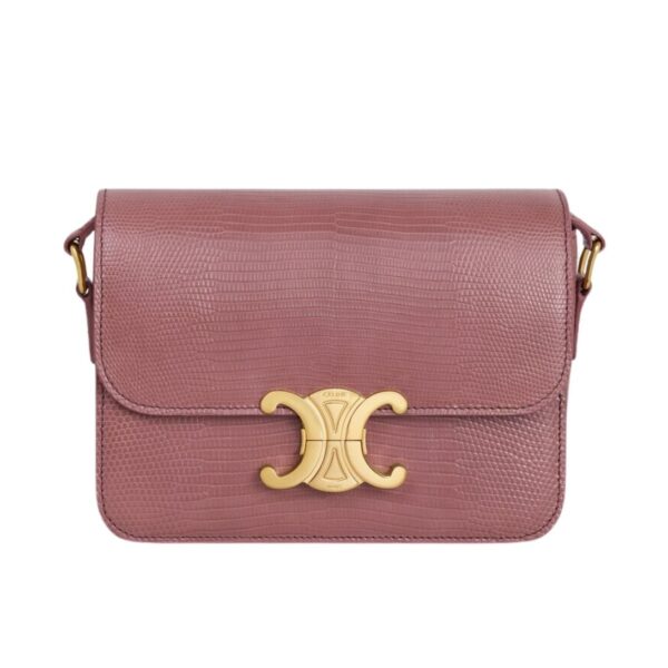 CELINE TEEN TRIOMPHE BAG IN LIZARD VINTAGE ROSE