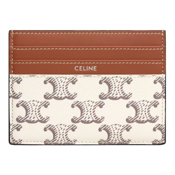 CELINE LARGE CARD HOLDER IN TRIOMPHE CANVAS AND CALFSKIN TAN
