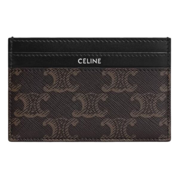 CELINE MEDIUM CARD HOLDER IN TRIOMPHE CANVAS AND CALFSKIN BLACK