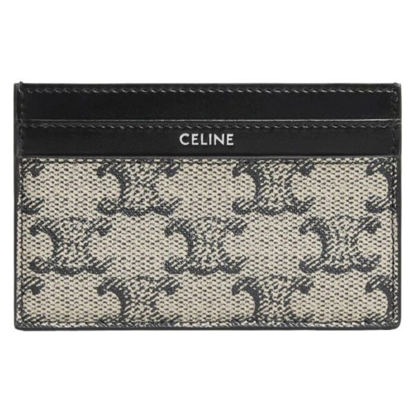 CELINE MEDIUM CARD HOLDER IN TRIOMPHE CANVAS AND CALFSKIN BEIGE