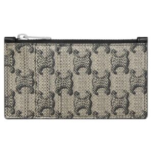 CELINE ZIPPED CARD HOLDER IN TRIOMPHE CANVAS AND CALFSKIN